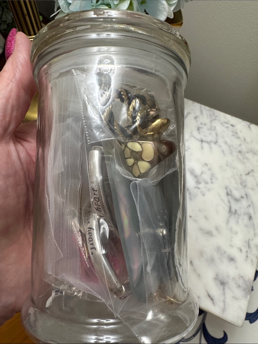 Earrings & Rings assorted in Clear Glass Apothecary Jar with Lid #2 - 15 pieces - Picture 2 of 4